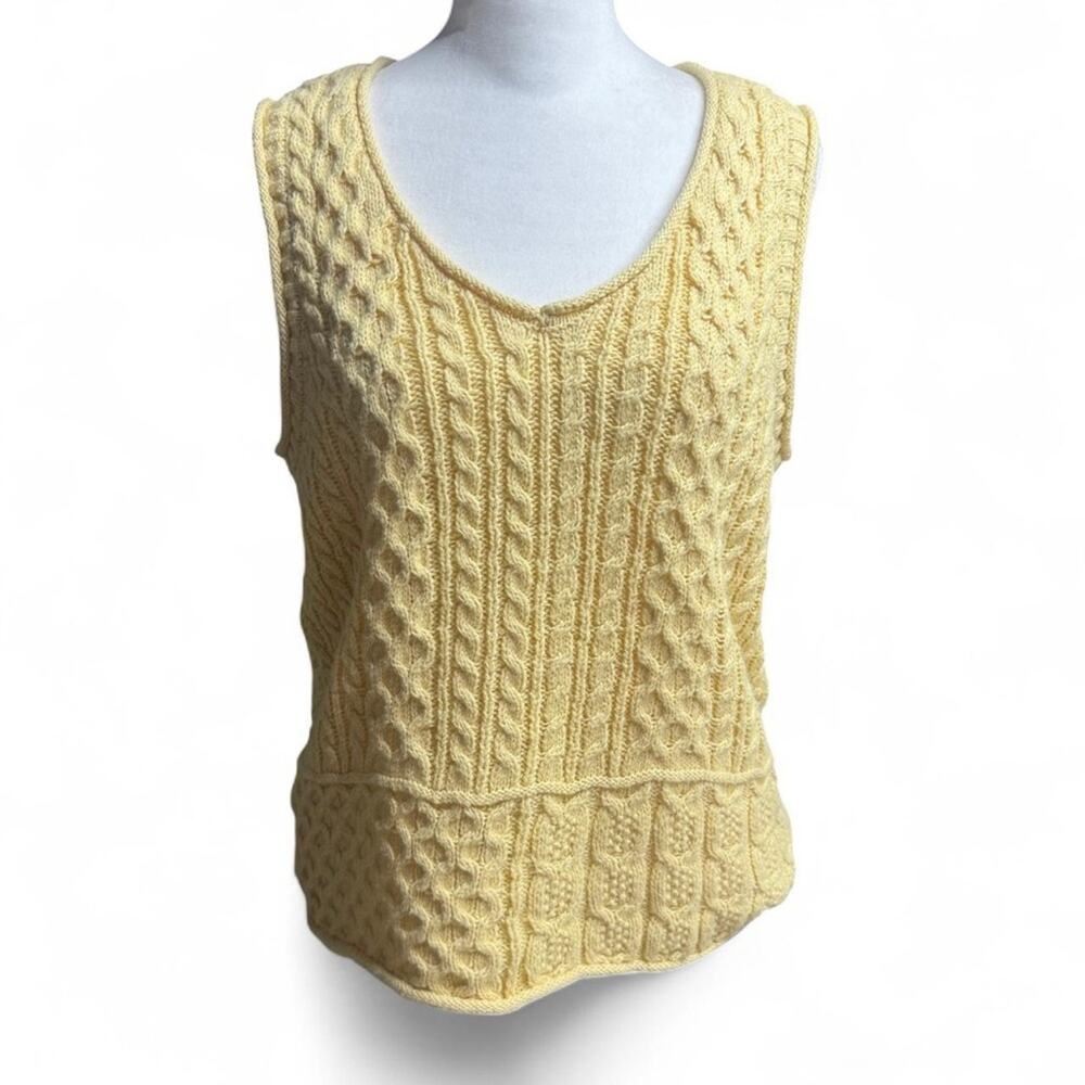 C&C California Yellow Cable Knit V-Neck Sweater Vest M
